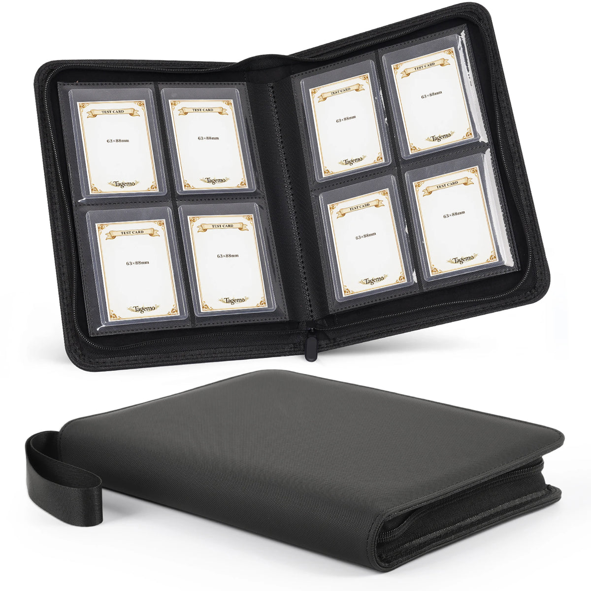 4-Pocket Top Loader Card Binder with Zipper – 128 Pockets | Tagemo