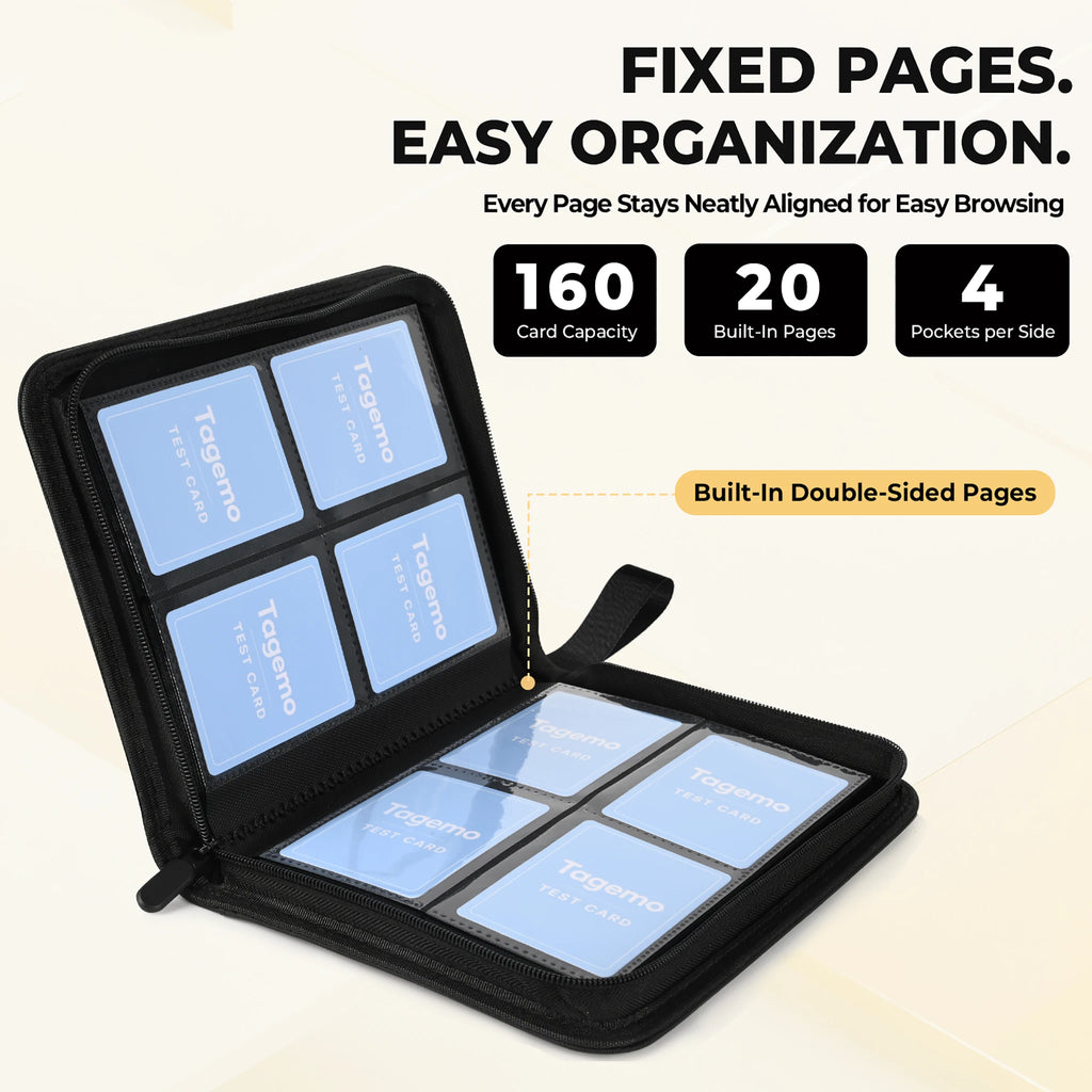 4-Pocket Mini Trading Card Binder with Fixed Pages – 160 Pockets | Tagemo