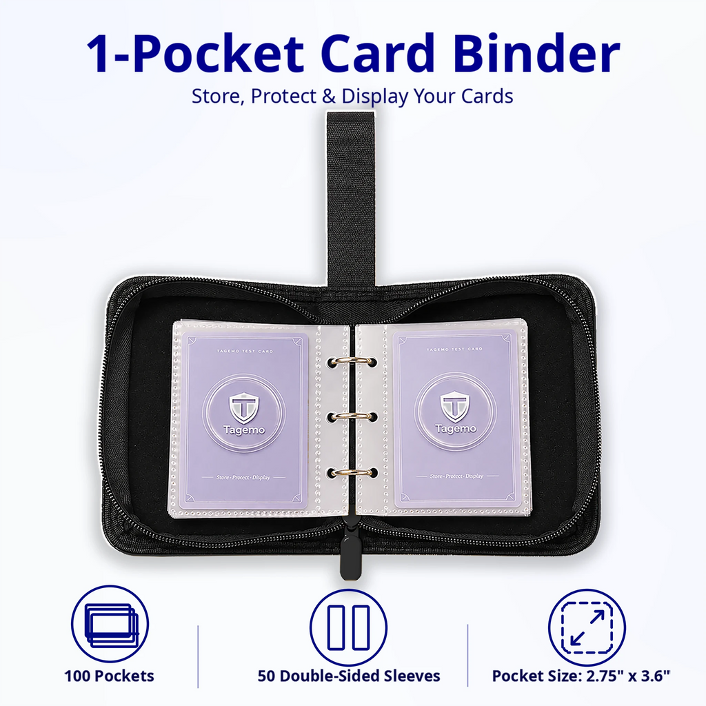 1-Pocket Mini Trading Card Ring Binder – 100 Pockets | Tagemo