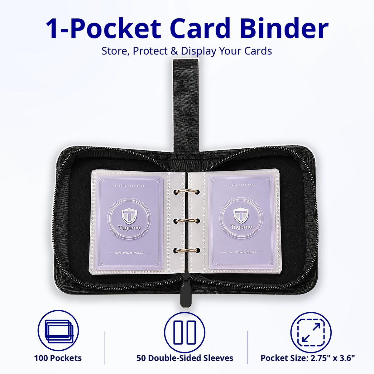1-Pocket Mini Trading Card Ring Binder – 100 Pockets | Tagemo