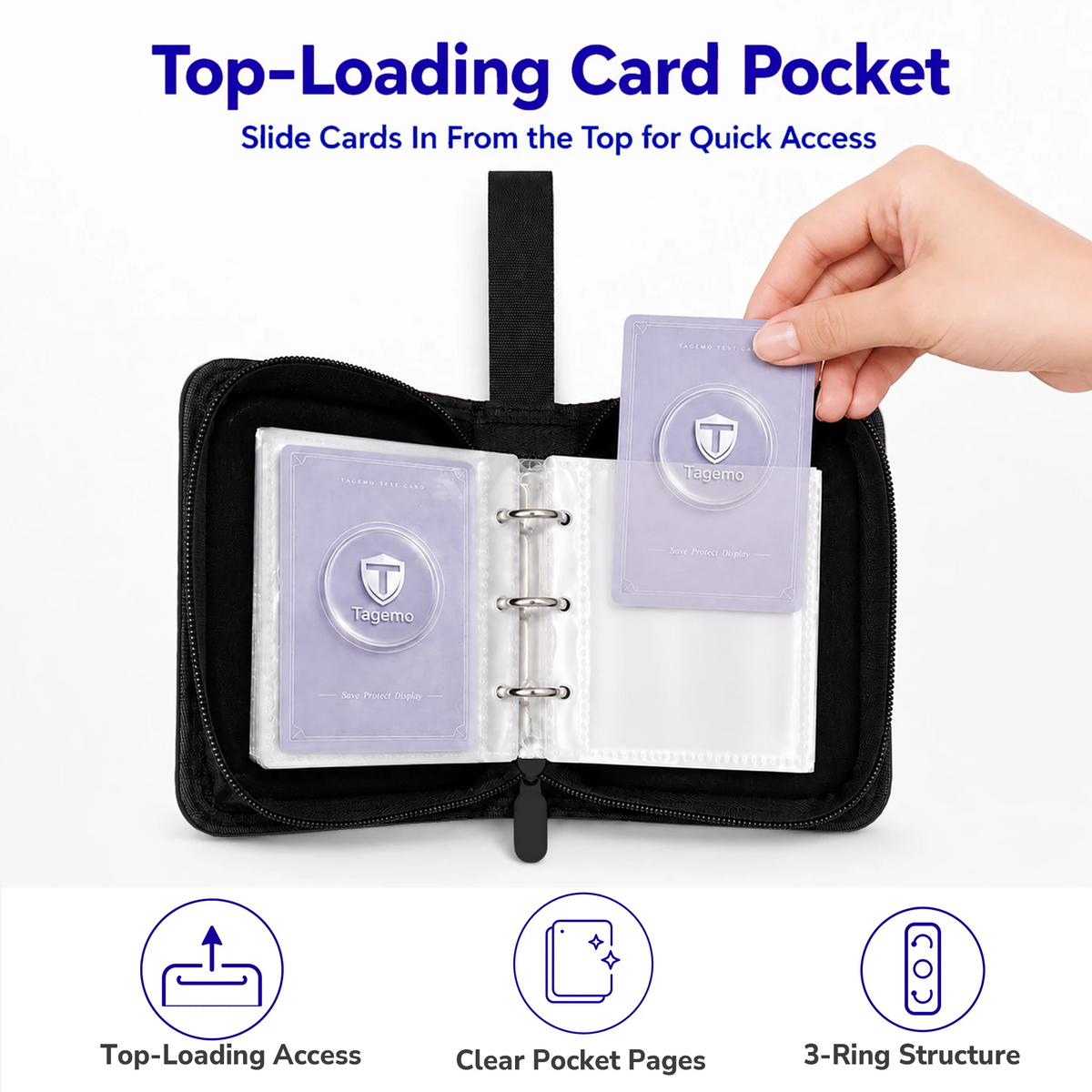 1-Pocket Mini Trading Card Ring Binder – 100 Pockets | Tagemo
