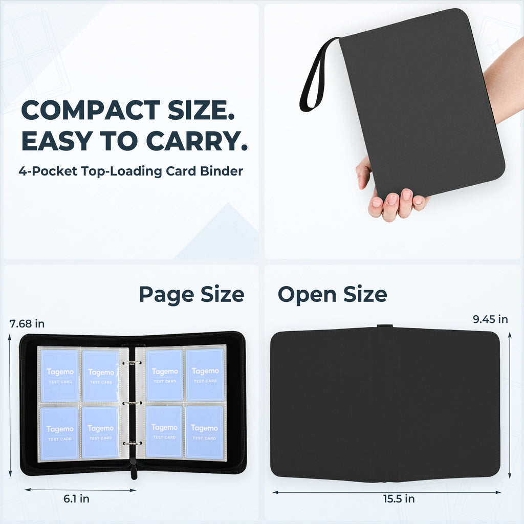 4-Pocket 3-Ring Card Binder with Zipper – 400 Pockets | Tagemo