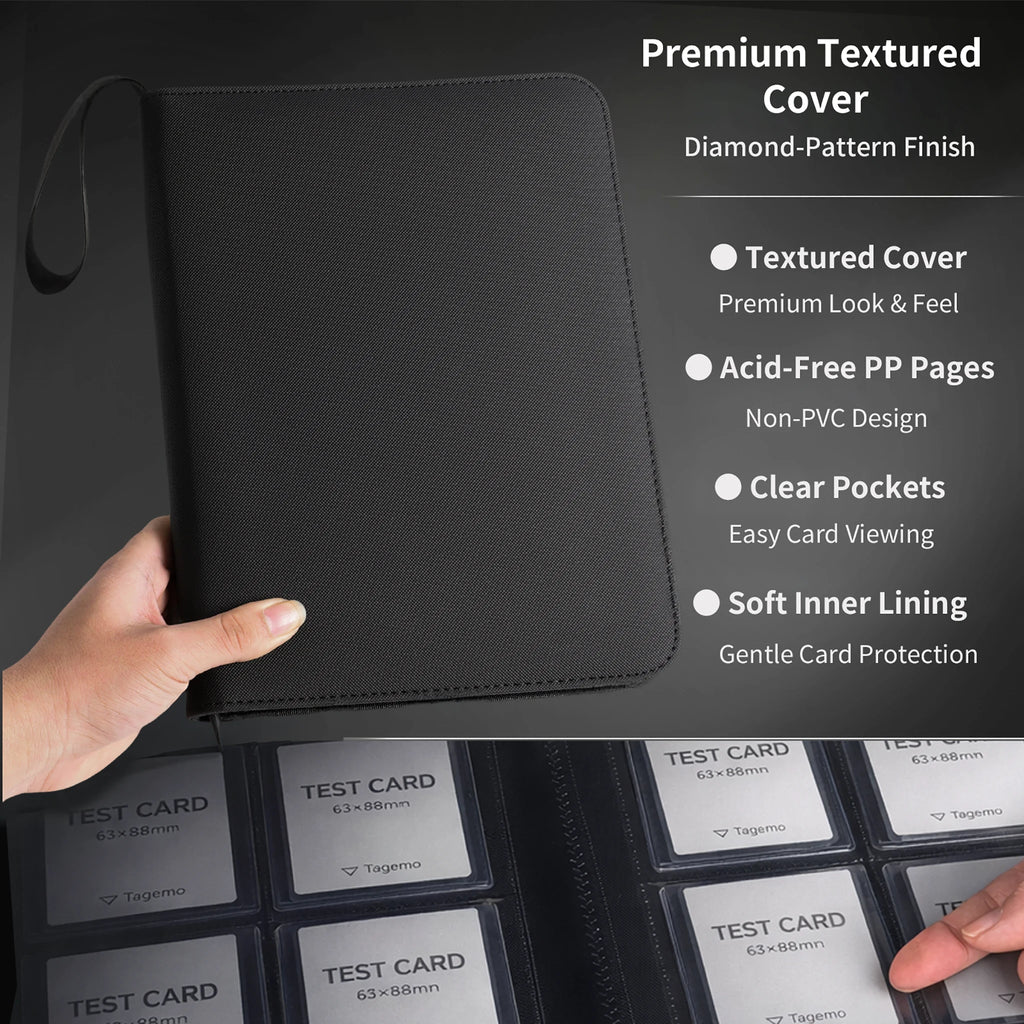 4-Pocket Top Loader Card Binder with Zipper – 128 Pockets | Tagemo