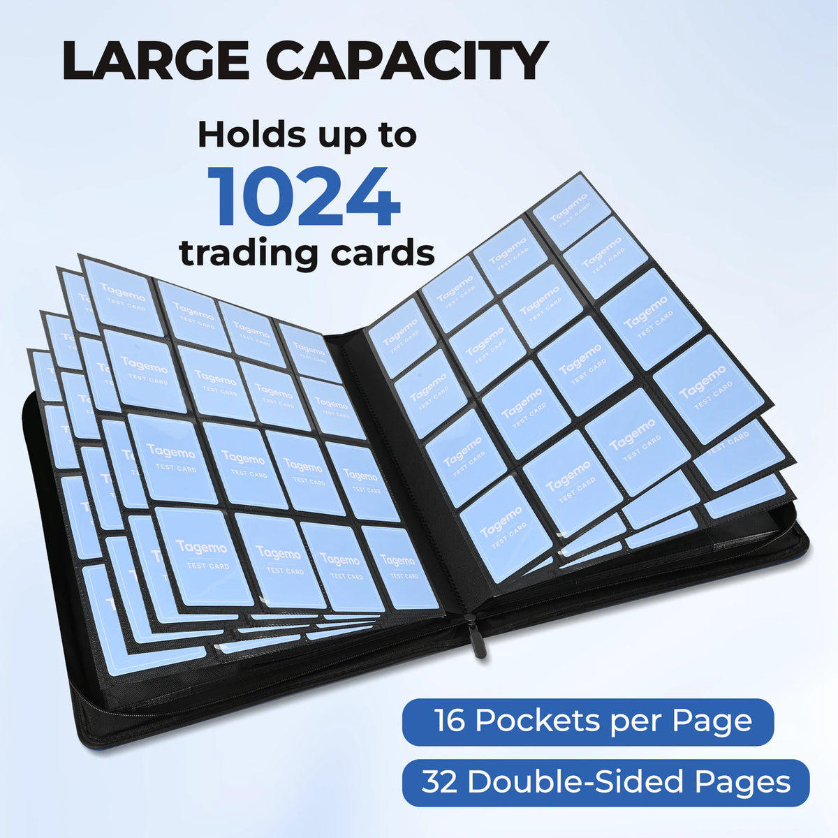 16-Pocket Card Binder with Zipper – 1024 Pockets | Tagemo