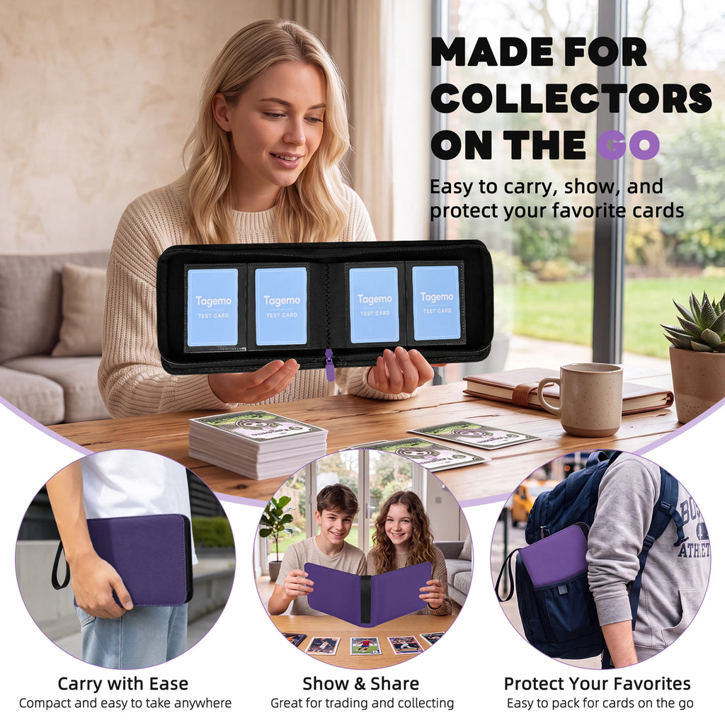 2-Pocket Mini Trading Card Binder with Fixed Pages – 80 Pockets | Tagemo